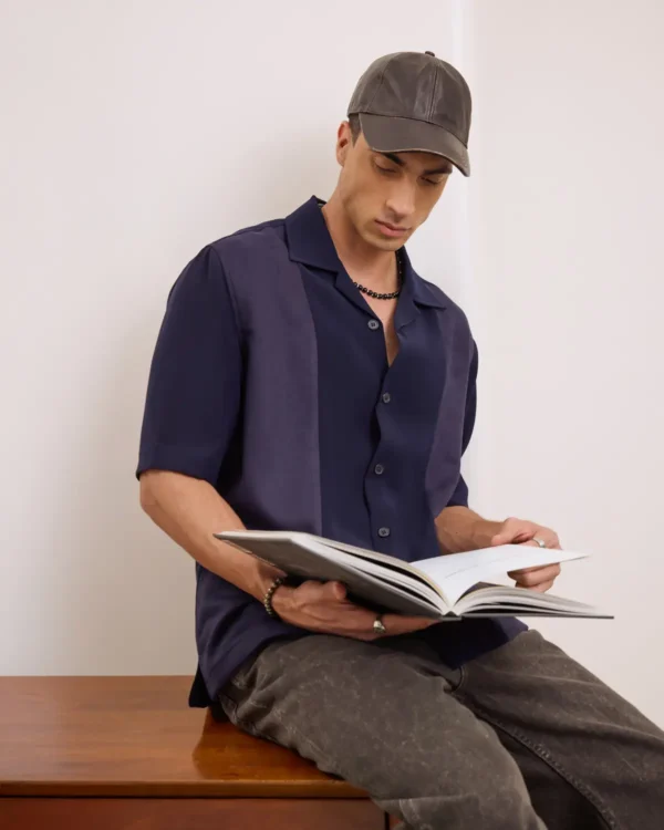 Navy Panelled Shirt