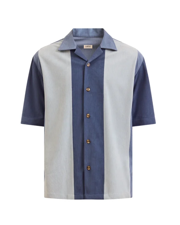 Blue Panelled Coudrouy Shirt