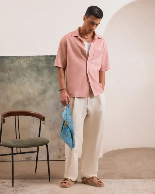 Pink Raw Suede Shirt