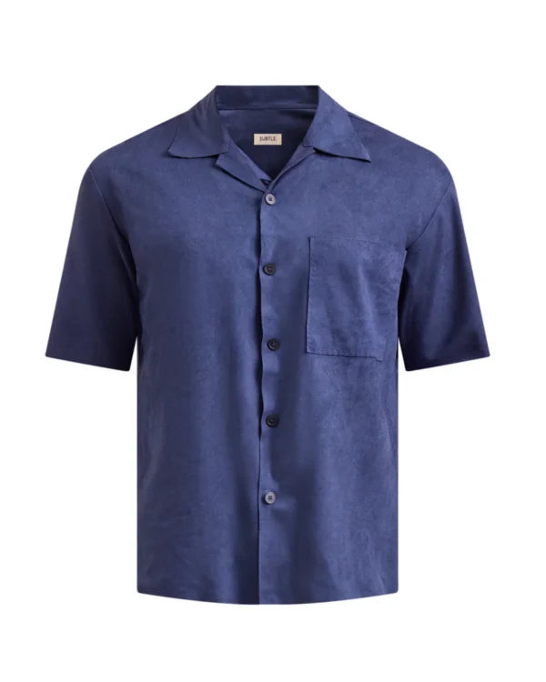 Blue Raw Suede Shirt