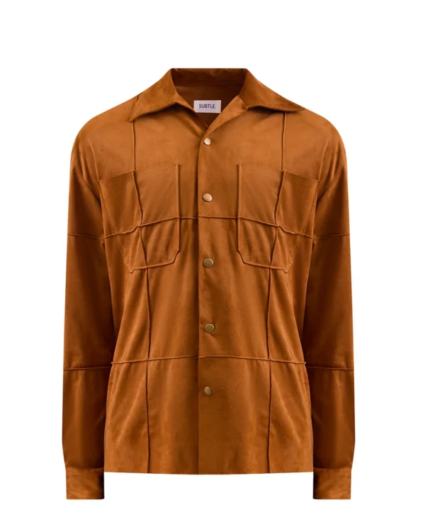 Tan Suede Pintucked Fullsleves