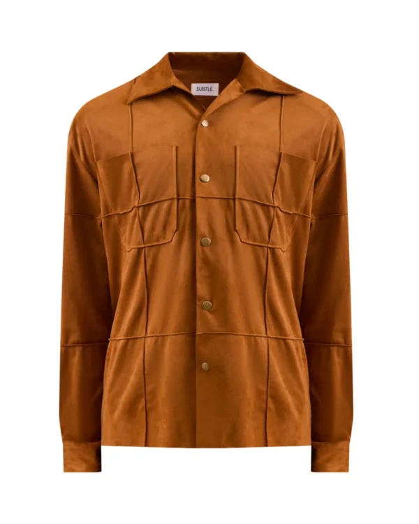 Tan Suede Pintucked Fullsleves