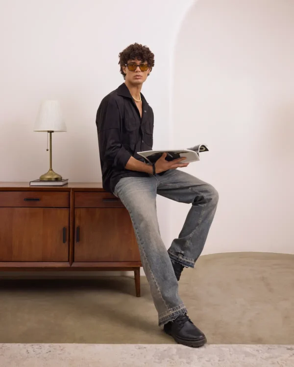 Black Suede Pintucked Fullsleves