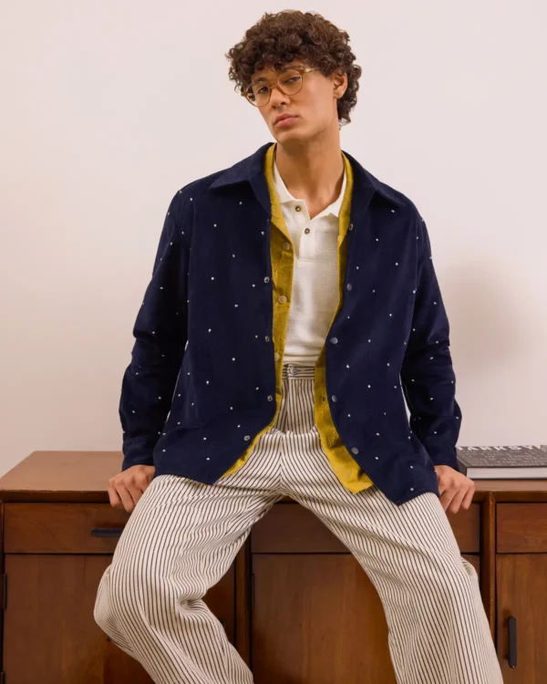 Navy Big Roy with French Knots Shirt